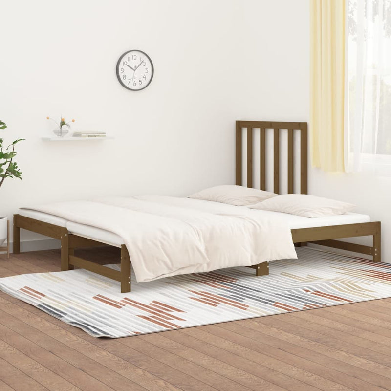 Pull-out Day Bed Honey Brown 2x(90x190) cm Solid Wood Pine