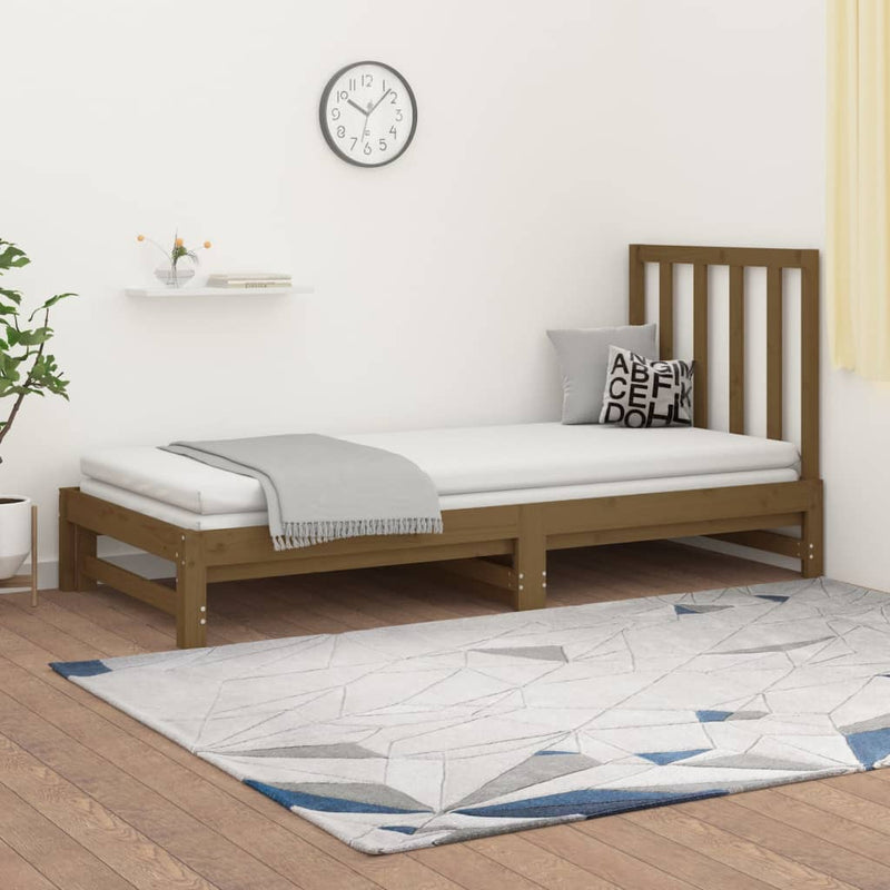 Pull-out Day Bed Honey Brown 2x(90x190) cm Solid Wood Pine