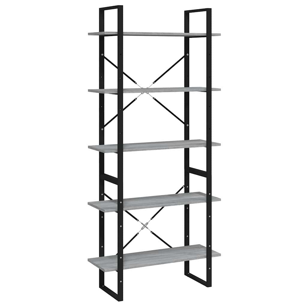 5-Tier Book Cabinet 80x30x175 cm Engineered Wood Grey sonoma