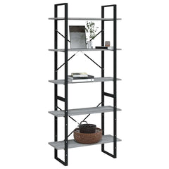 vidaXL 5-Tier Book Cabinet Grey Sonoma 80x30x175 cm Engineered Wood 4