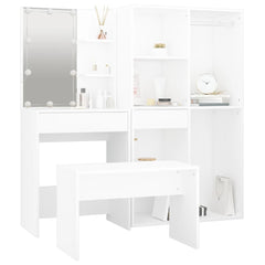 vidaXL Dressing Table Set with LED White Engineered Wood 5