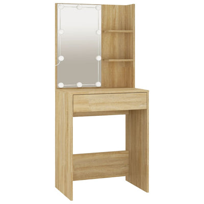 Dressing Table Set with LED Sonoma Oak Engineered Wood