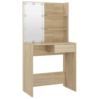 Dressing Table Set with LED Sonoma Oak Engineered Wood