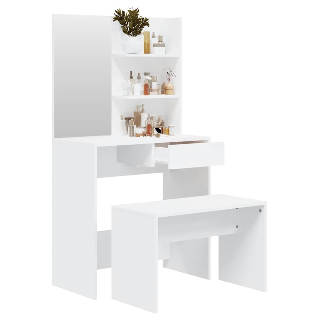 vidaXL Dressing Table Set White 74.5x40x141 cm 4