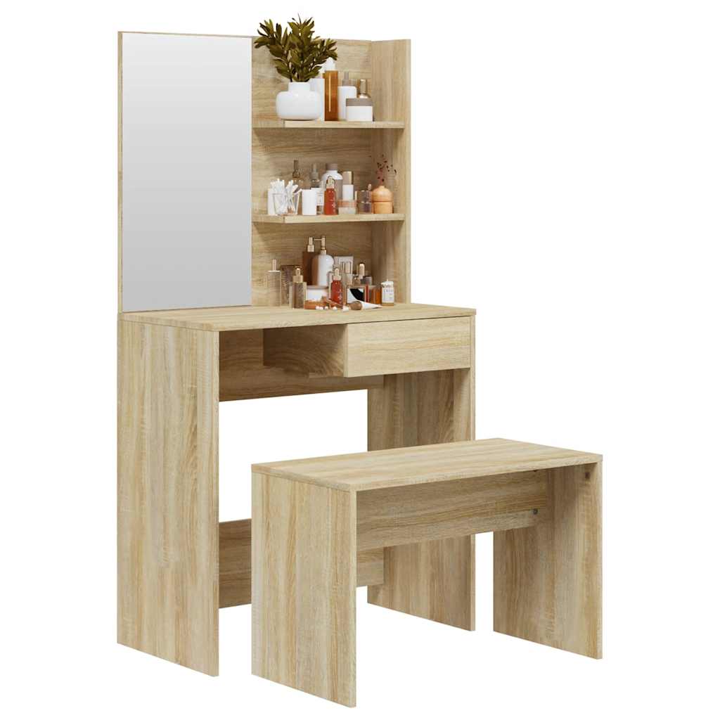 vidaXL Dressing Table Set Sonoma Oak 74.5x40x141 cm 3