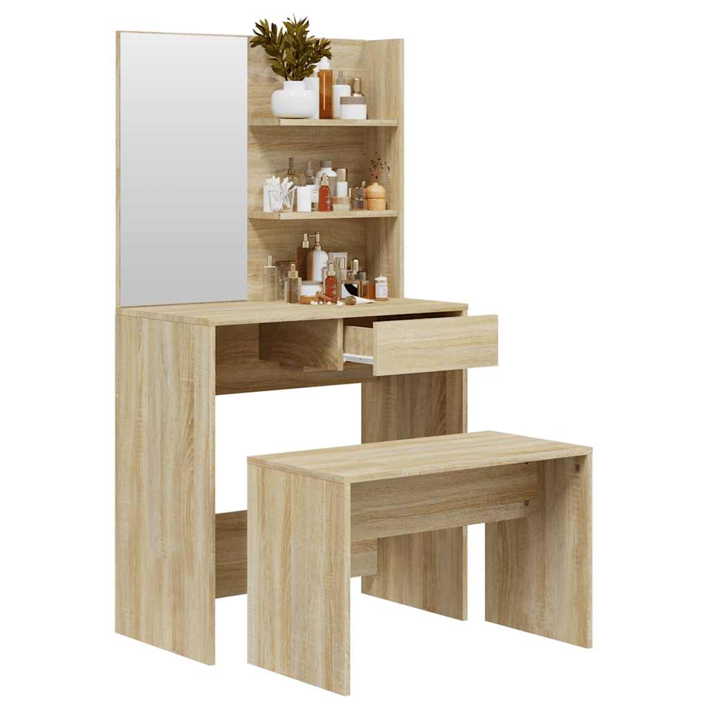 vidaXL Dressing Table Set Sonoma Oak 74.5x40x141 cm 4