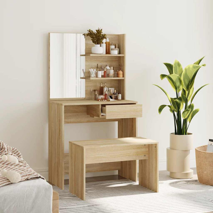 vidaXL Dressing Table Set Sonoma Oak 74.5x40x141 cm 1