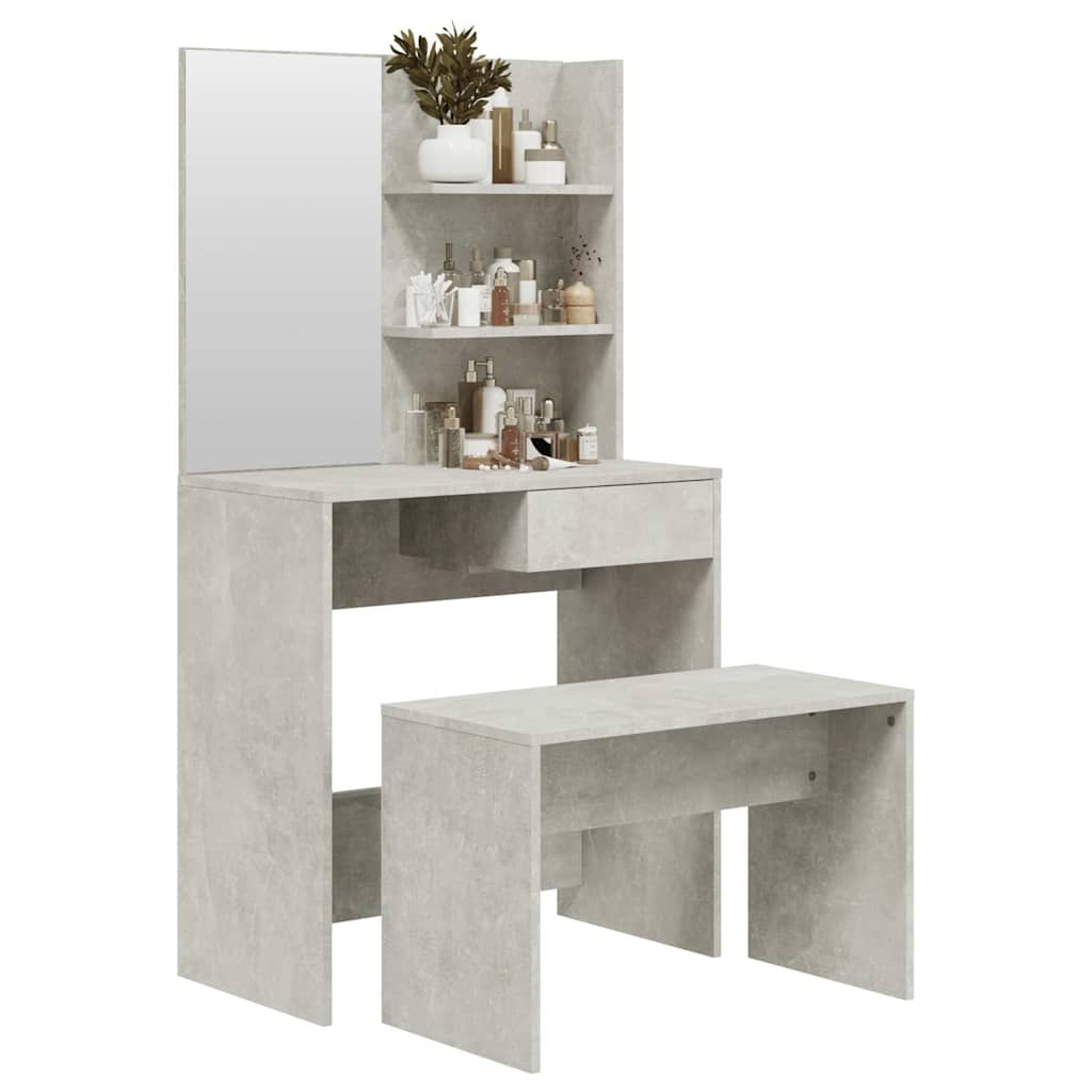 vidaXL Dressing Table Set Concrete Grey 74.5x40x141 cm 3