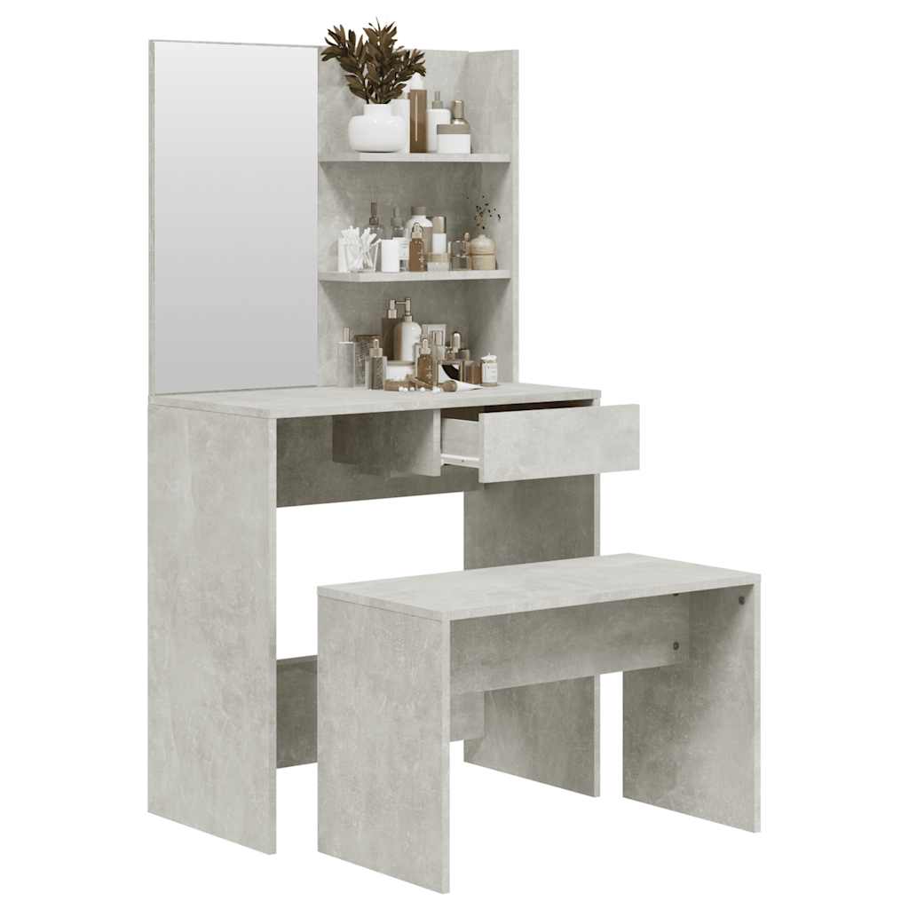 vidaXL Dressing Table Set Concrete Grey 74.5x40x141 cm 4