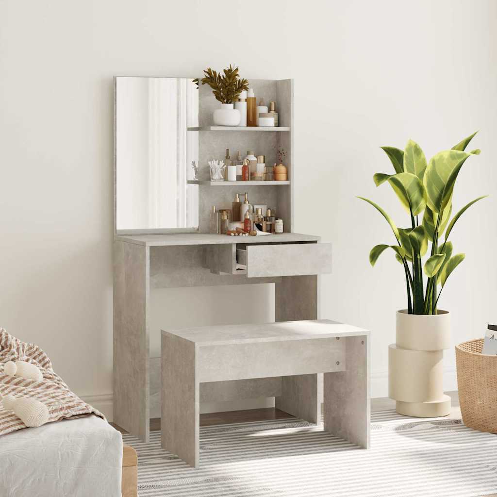 vidaXL Dressing Table Set Concrete Grey 74.5x40x141 cm 1