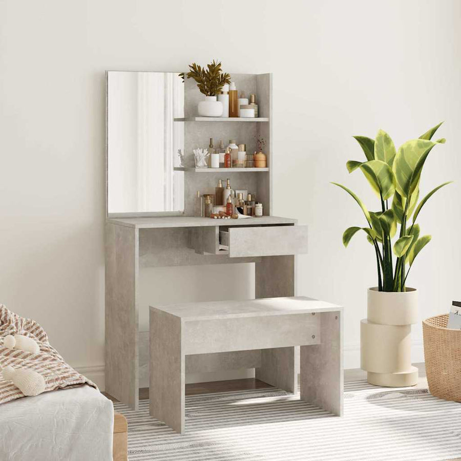 vidaXL Dressing Table Set Concrete Grey 74.5x40x141 cm 1