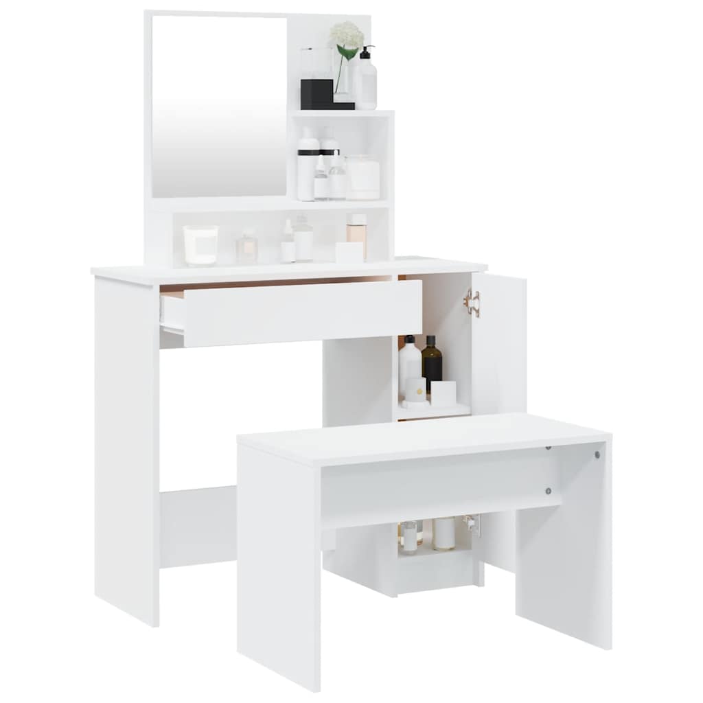 vidaXL Dressing Table Set White 86.5x35x136 cm 4