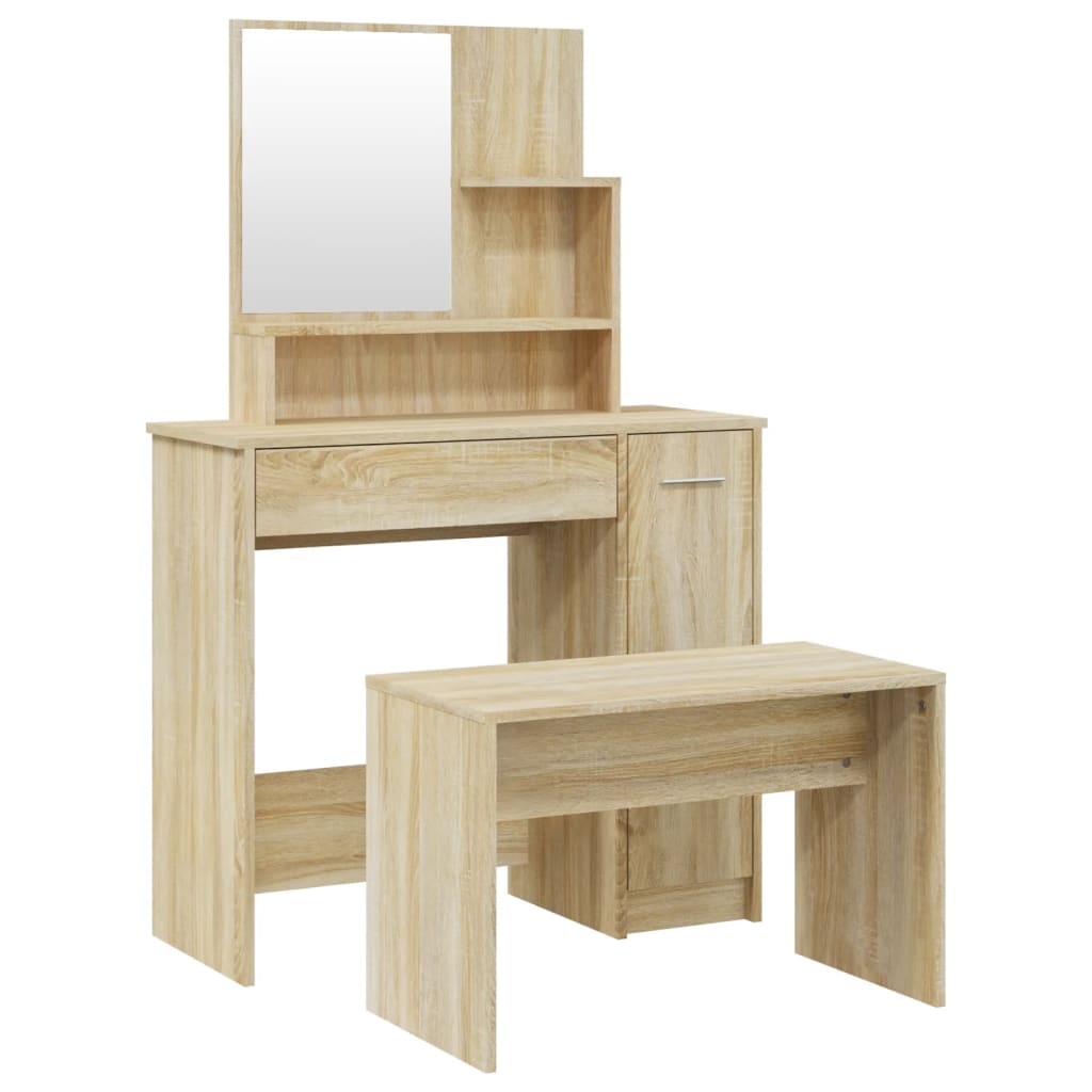 vidaXL Dressing Table Set Sonoma Oak 86.5x35x136 cm 2