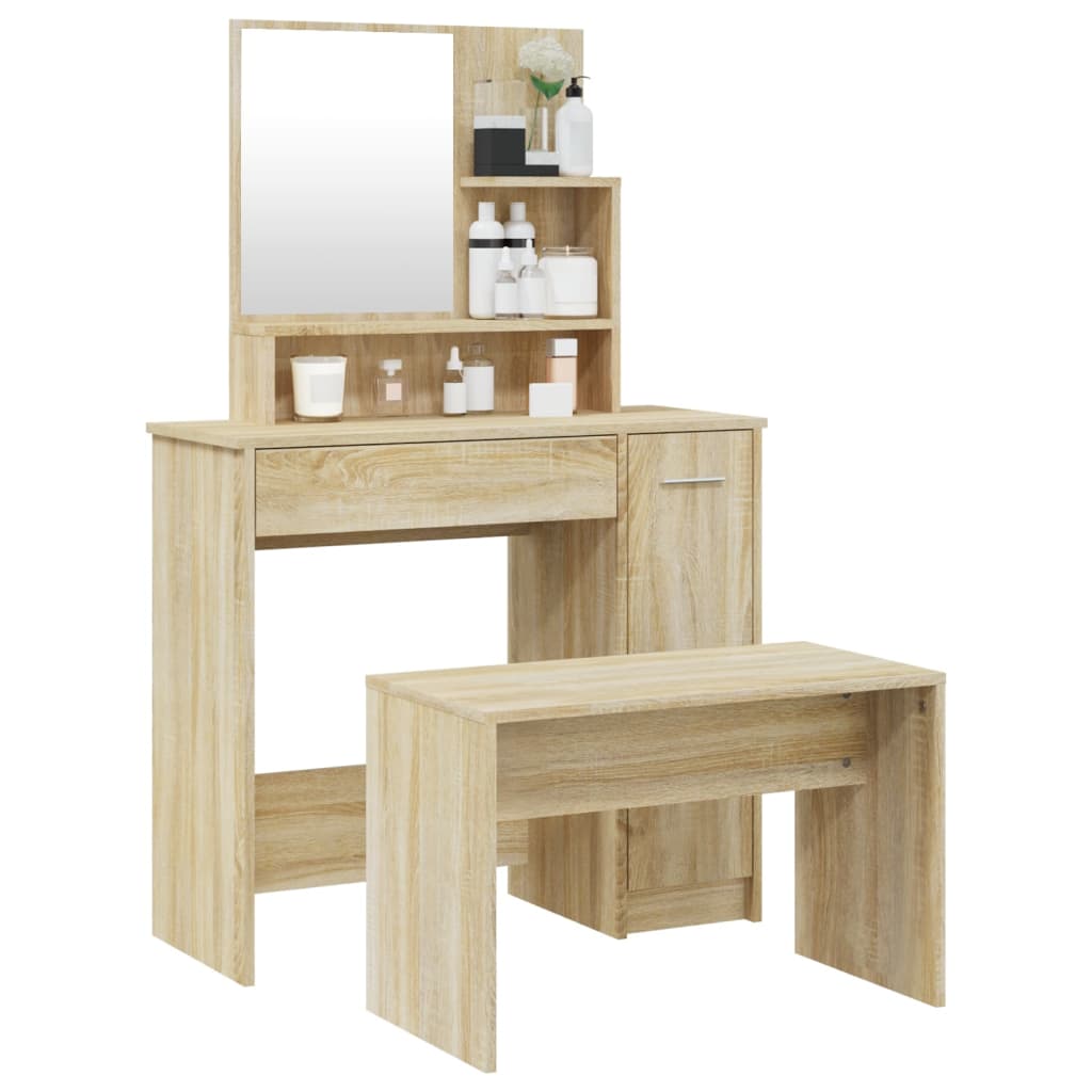 vidaXL Dressing Table Set Sonoma Oak 86.5x35x136 cm 3