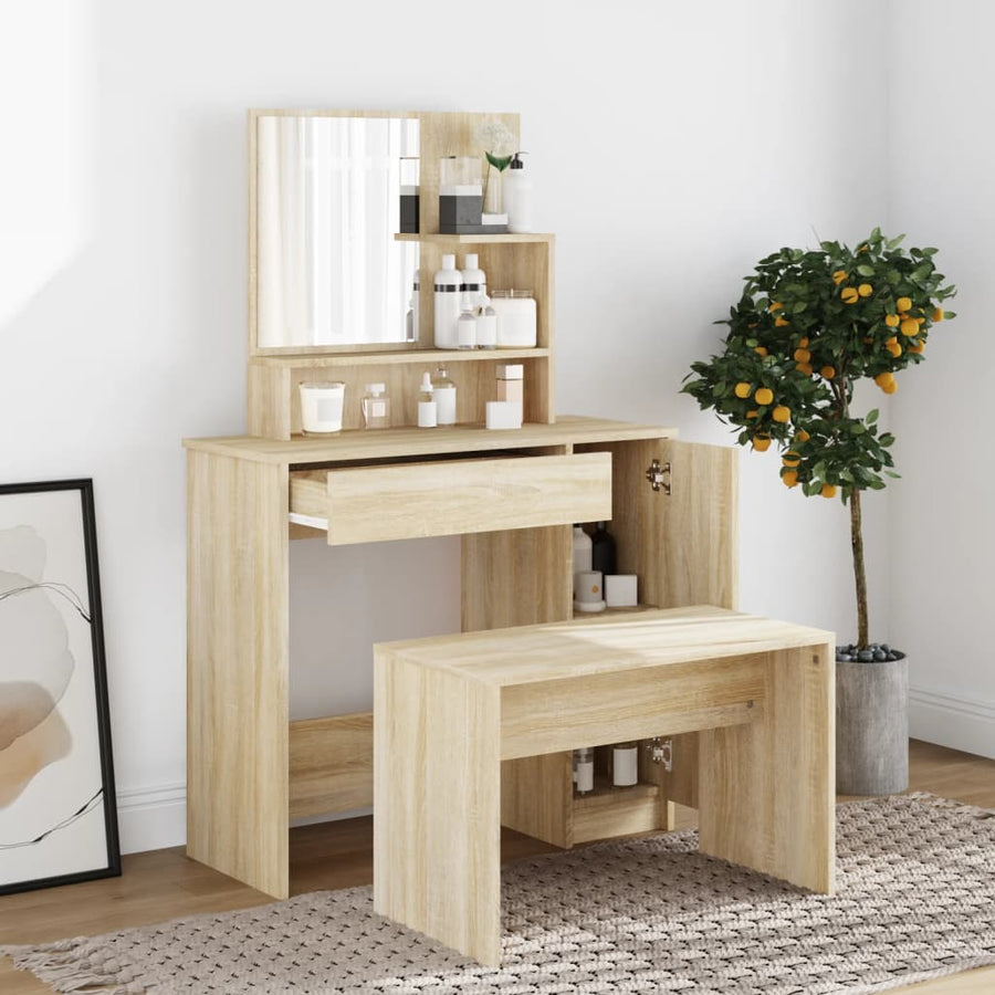 vidaXL Dressing Table Set Sonoma Oak 86.5x35x136 cm 1
