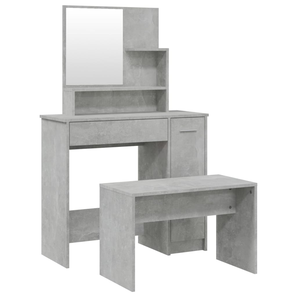 vidaXL Dressing Table Set Concrete Grey 86.5x35x136 cm 2