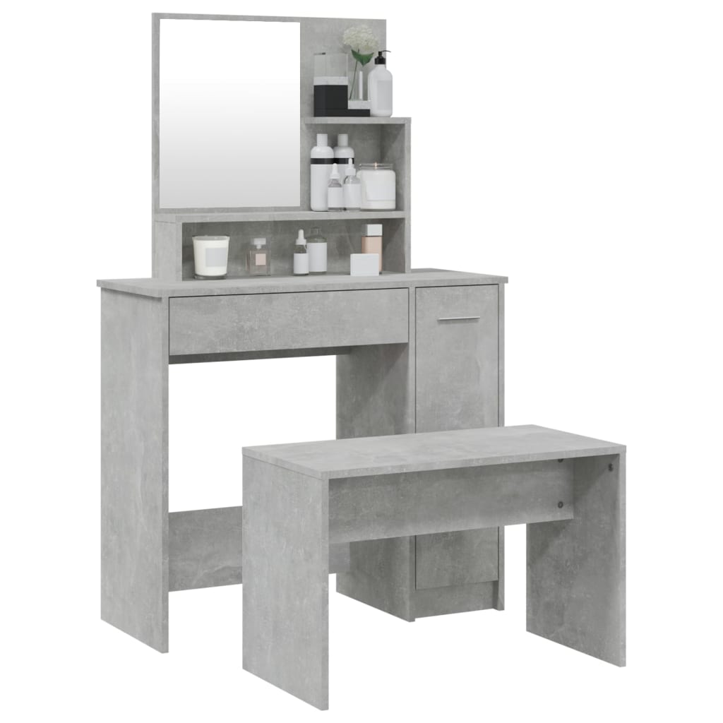 vidaXL Dressing Table Set Concrete Grey 86.5x35x136 cm 3