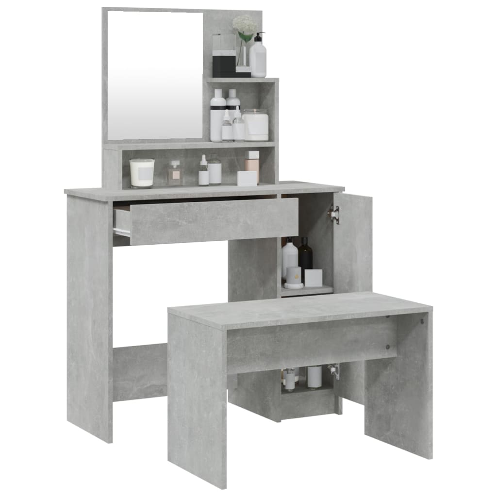 vidaXL Dressing Table Set Concrete Grey 86.5x35x136 cm 4