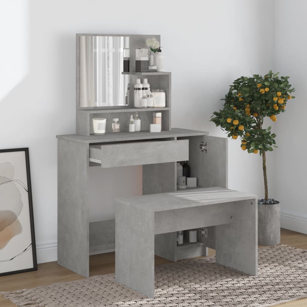 vidaXL Dressing Table Set Concrete Grey 86.5x35x136 cm 1
