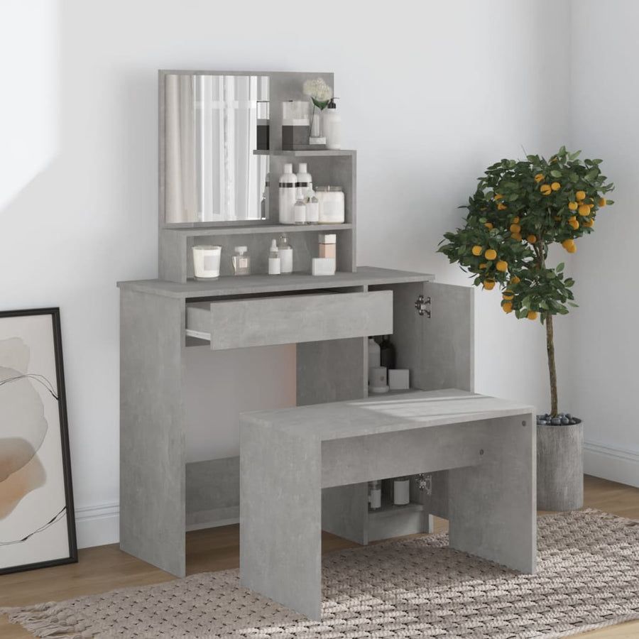 vidaXL Dressing Table Set Concrete Grey 86.5x35x136 cm 1