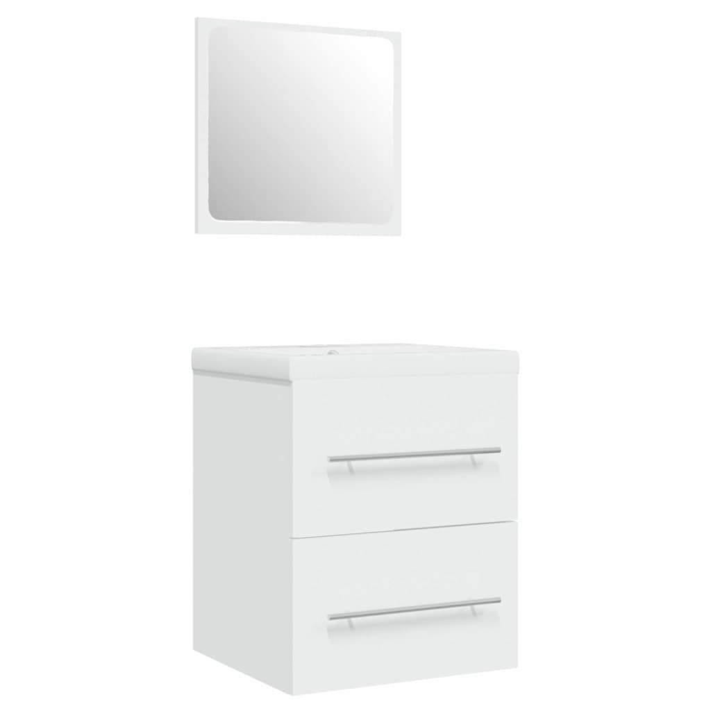 Sink Cabinet with Built-in Basin Engineered Wood white