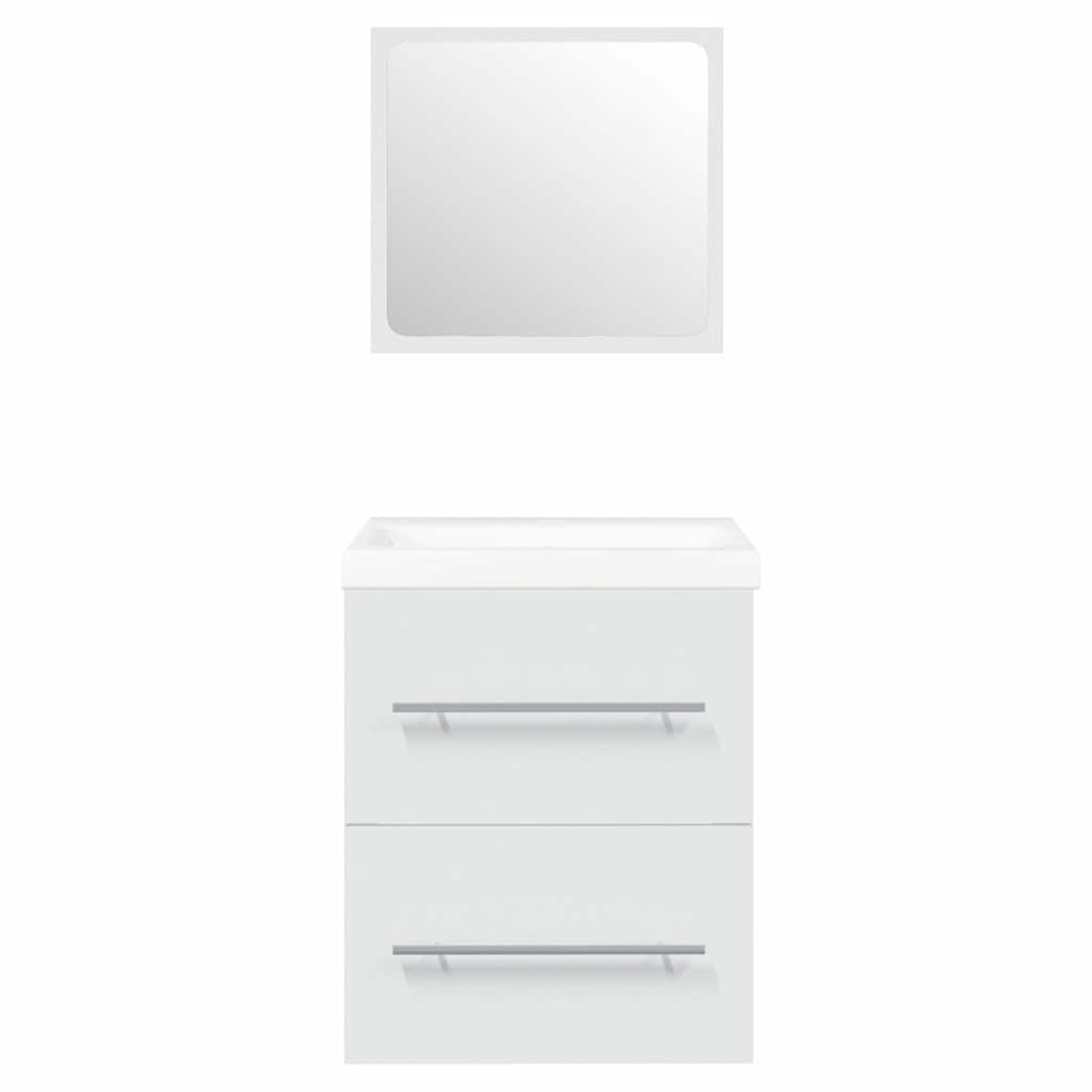 Sink Cabinet with Built-in Basin Engineered Wood white