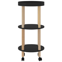 vidaXL 3-tier Trolley Black 38x38x82cm Engineered Wood&Solid Wood Pine 4
