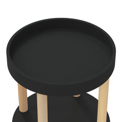 vidaXL 3-tier Trolley Black 38x38x82cm Engineered Wood&Solid Wood Pine 5