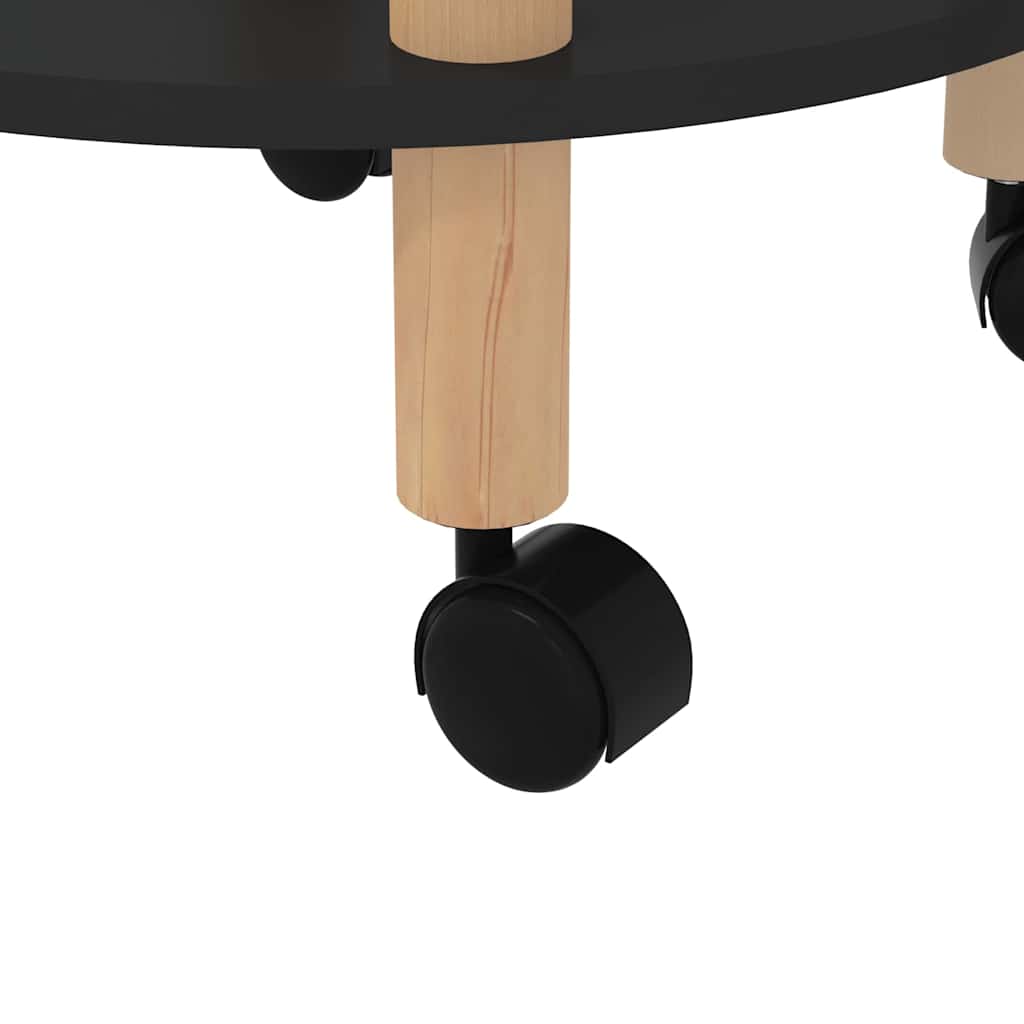 vidaXL 3-tier Trolley Black 38x38x82cm Engineered Wood&Solid Wood Pine 6