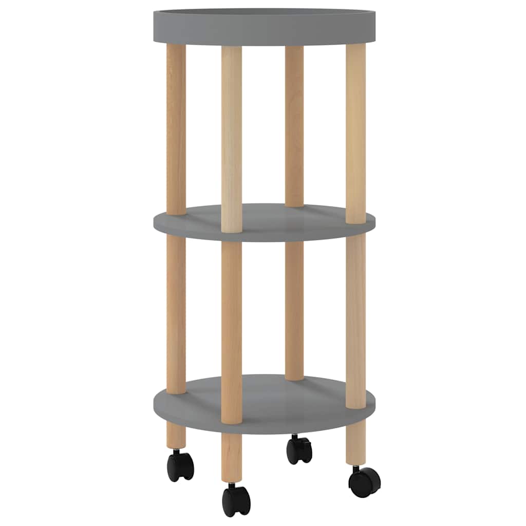 vidaXL 3-tier Trolley Grey 38x38x82cm Engineered Wood&Solid Wood Pine 2