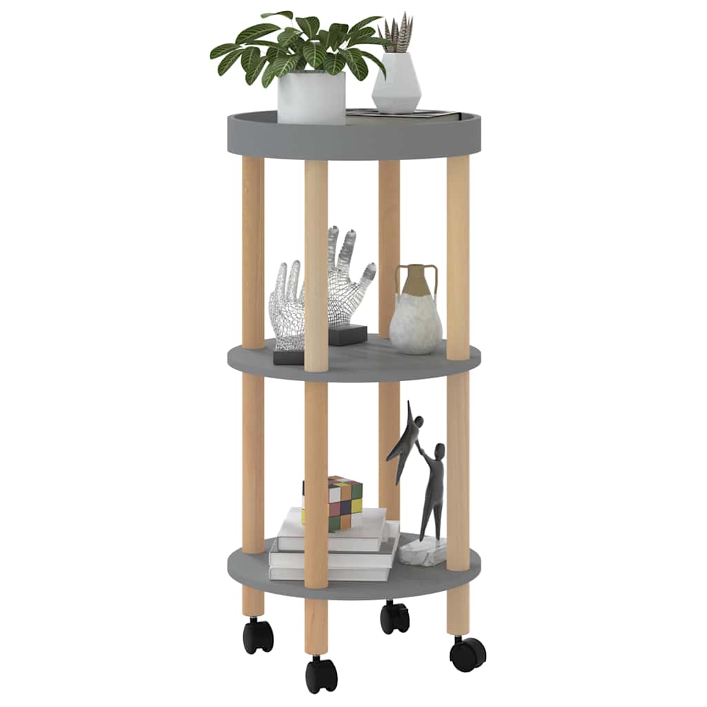 vidaXL 3-tier Trolley Grey 38x38x82cm Engineered Wood&Solid Wood Pine 3
