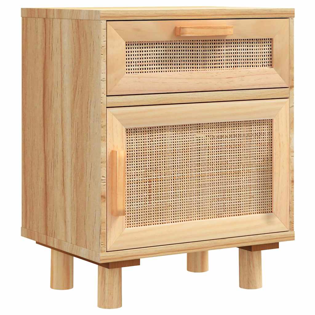vidaXL Bedside Cabinet | Brown | Engineered wood, Solid pinewood, Natural rattan 2