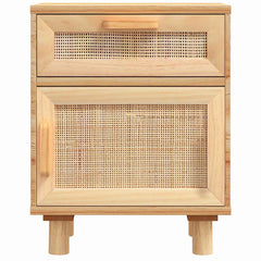 vidaXL Bedside Cabinet | Brown | Engineered wood, Solid pinewood, Natural rattan 4