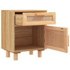 vidaXL Bedside Cabinet | Brown | Engineered wood, Solid pinewood, Natural rattan 5