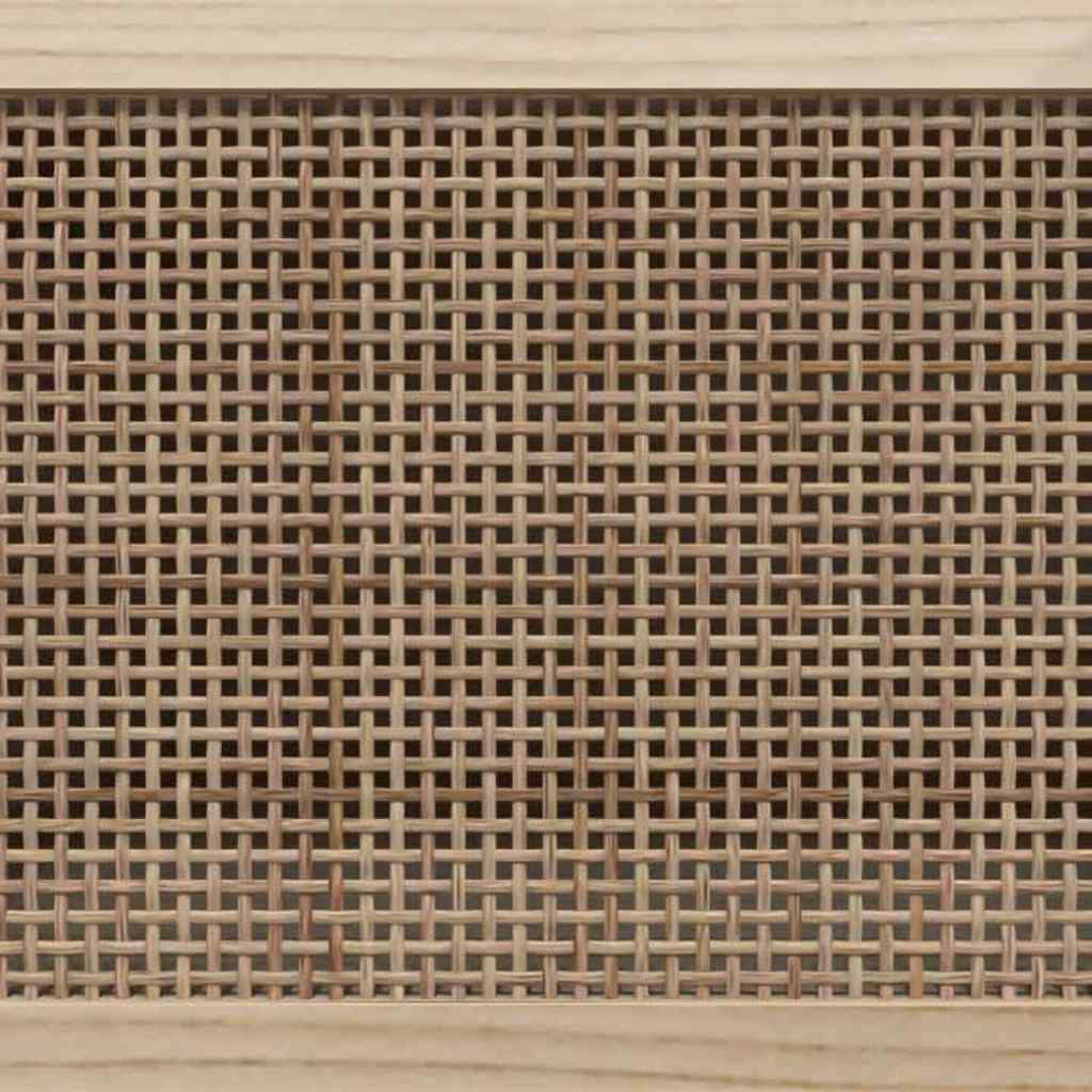 vidaXL TV Cabinet White 80x30x40 cm Solid Wood Pine and Natural Rattan 6