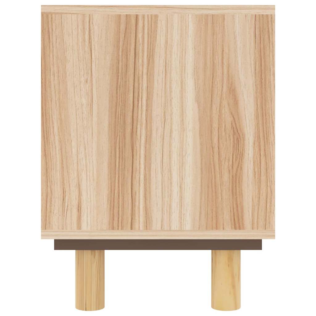 vidaXL Tv Cabinet | Brown | Engineered wood, solid pinewood, natural rattan 5