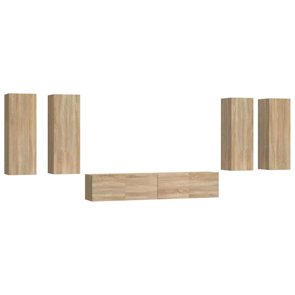 6 Piece TV Cabinet Set Engineered Wood Sonoma oak