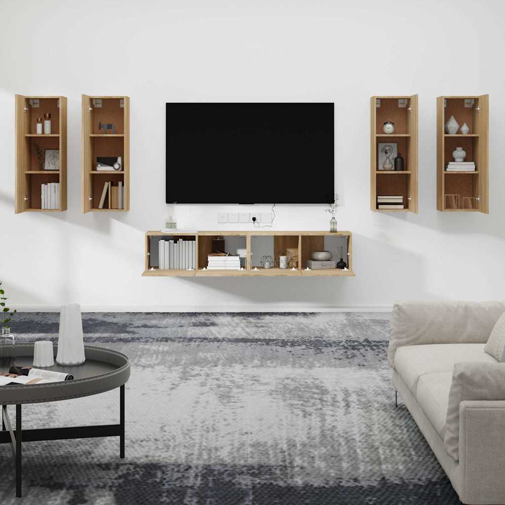 6 Piece TV Cabinet Set Engineered Wood Sonoma oak
