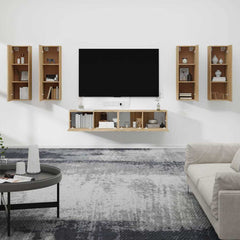6 Piece TV Cabinet Set Engineered Wood Sonoma oak