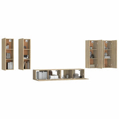 6 Piece TV Cabinet Set Engineered Wood Sonoma oak