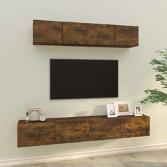 vidaXL 4 Piece TV Cabinet Set Smoked Oak Engineered Wood 1
