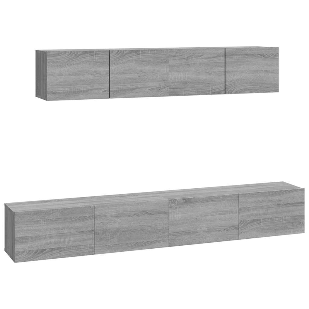 vidaXL 4 Piece TV Cabinet Set Grey Sonoma Engineered Wood 2