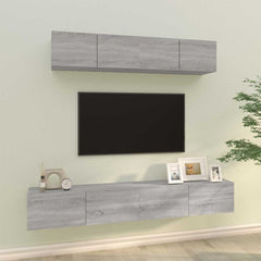 vidaXL 4 Piece TV Cabinet Set Grey Sonoma Engineered Wood 1