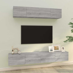 vidaXL 4 Piece TV Cabinet Set Grey Sonoma Engineered Wood 1