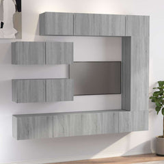 7 Piece TV Cabinet Set Engineered Wood Width 100 cm Grey sonoma