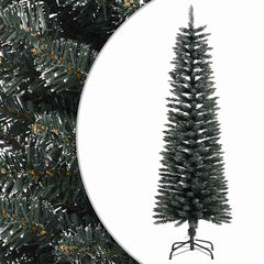 vidaXL Artificial Slim Christmas Tree with Stand Green 150 cm PVC 1