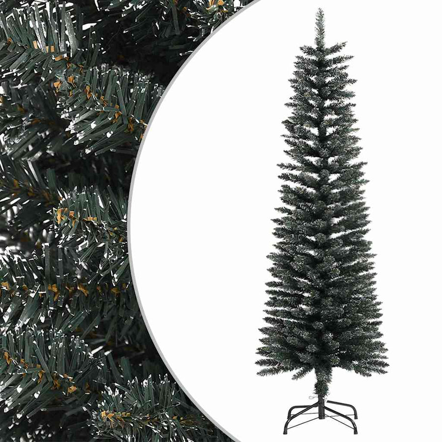 vidaXL Artificial Slim Christmas Tree with Stand Green 150 cm PVC 1