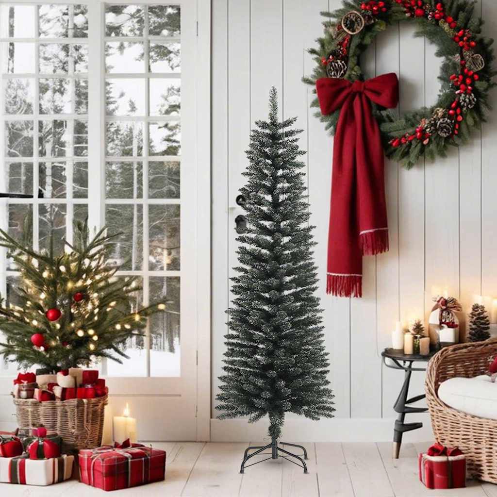 vidaXL Artificial Slim Christmas Tree with Stand Green 150 cm PVC 2