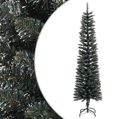 vidaXL Artificial Slim Christmas Tree with Stand Green 180 cm PVC 1