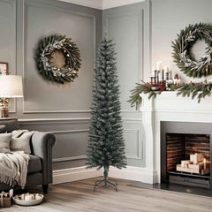 vidaXL Artificial Slim Christmas Tree with Stand Green 180 cm PVC 2